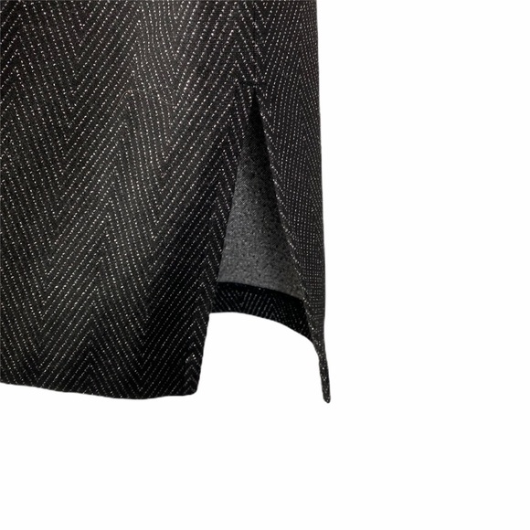 Express Chevron Pencil Skirt Women's 3/4 Black Metallic Silver Side Slit - Picture 5 of 6